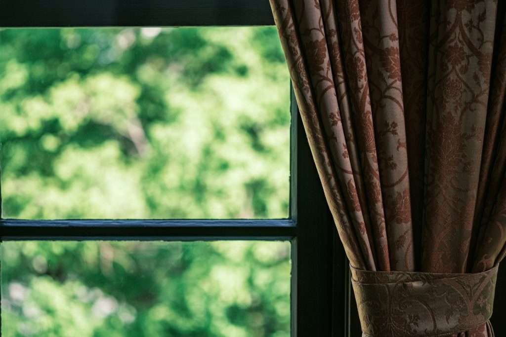 a window with curtains
