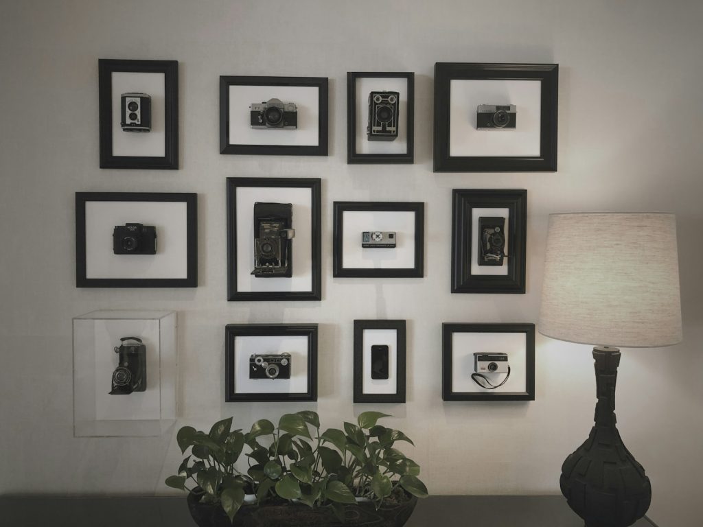 a room with art on the wall