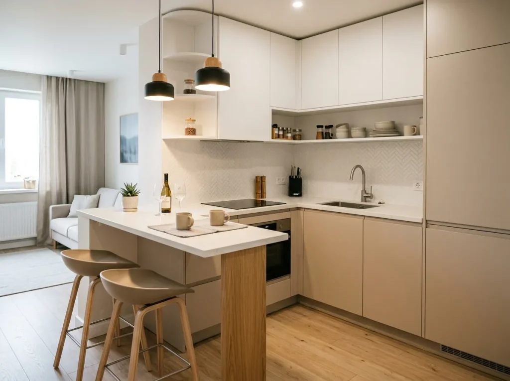 Mini Bar Multifungsi Menyatu dengan Kitchen Set