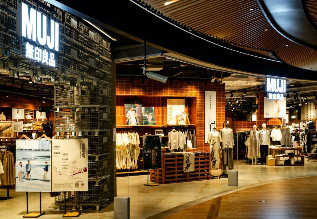 Muji store interior with clothing displays