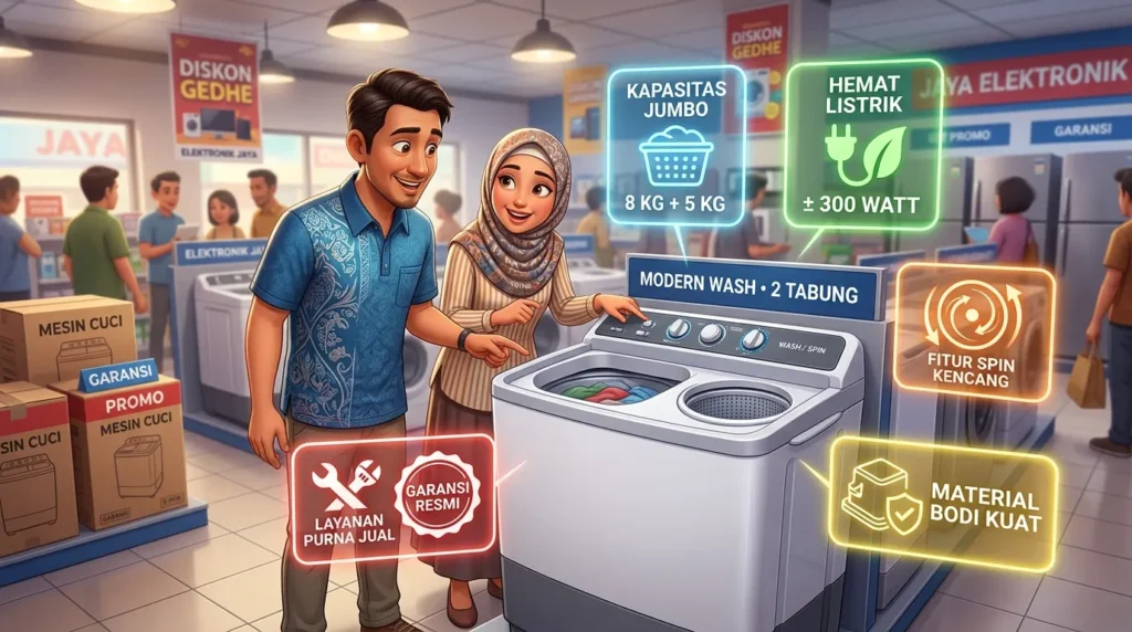 Apa yang perlu diperhatikan saat memilih mesin cuci 2 tabung